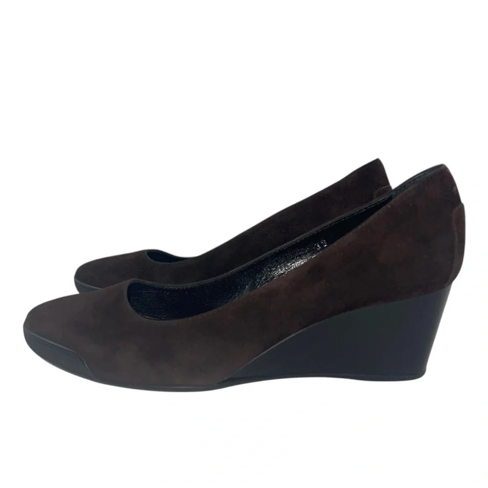 Tod’s Zeppa Gomma Décolleté Chocolate Brown Suede Wedges Loafer Pumps Size 39